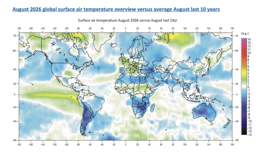 El Niño ga høyere global temperatur, kaldere i Sør-Amerika, Sør-Afrika og Australia