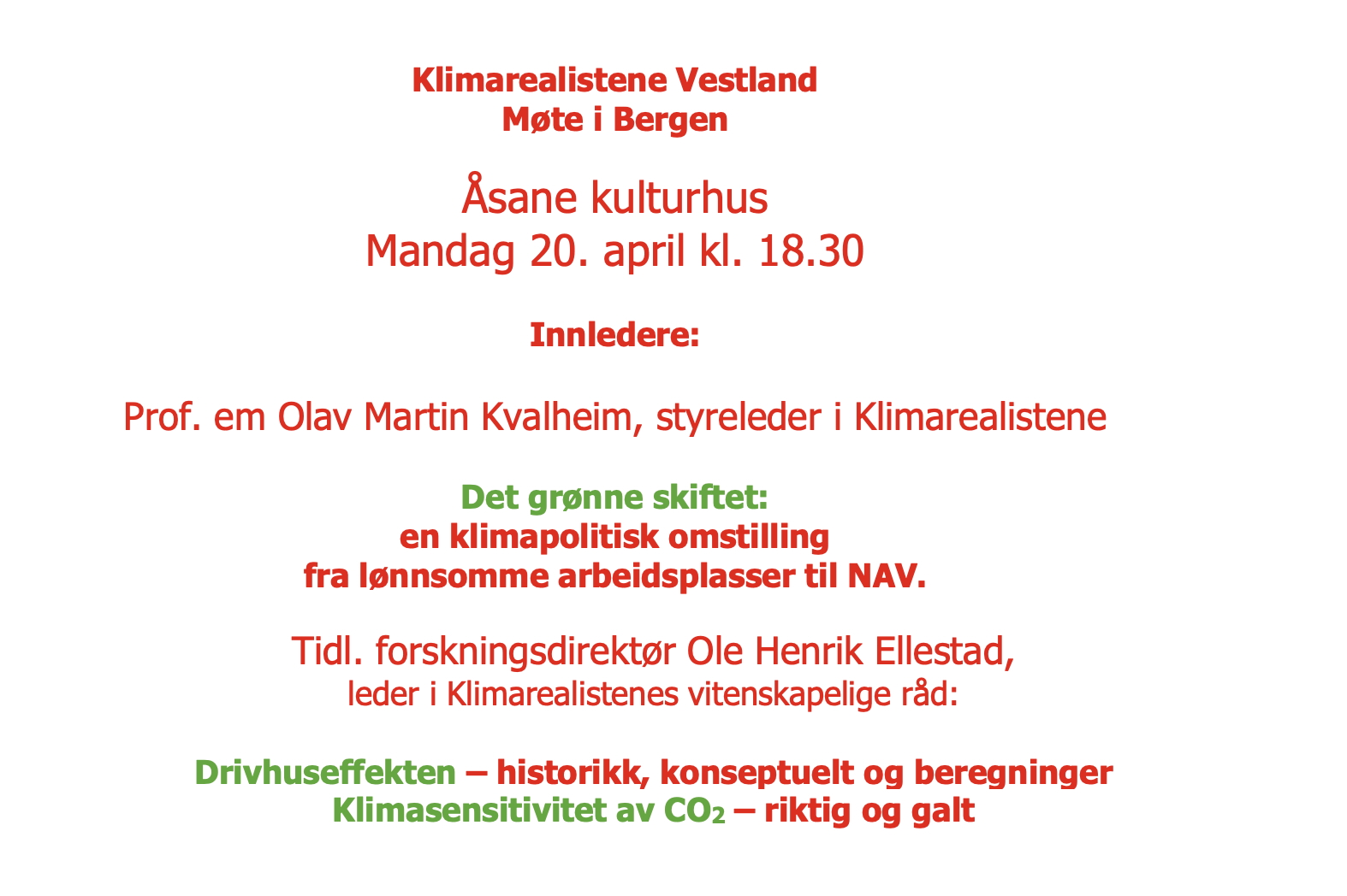 Klimamøte i Åsanespennende foredrag