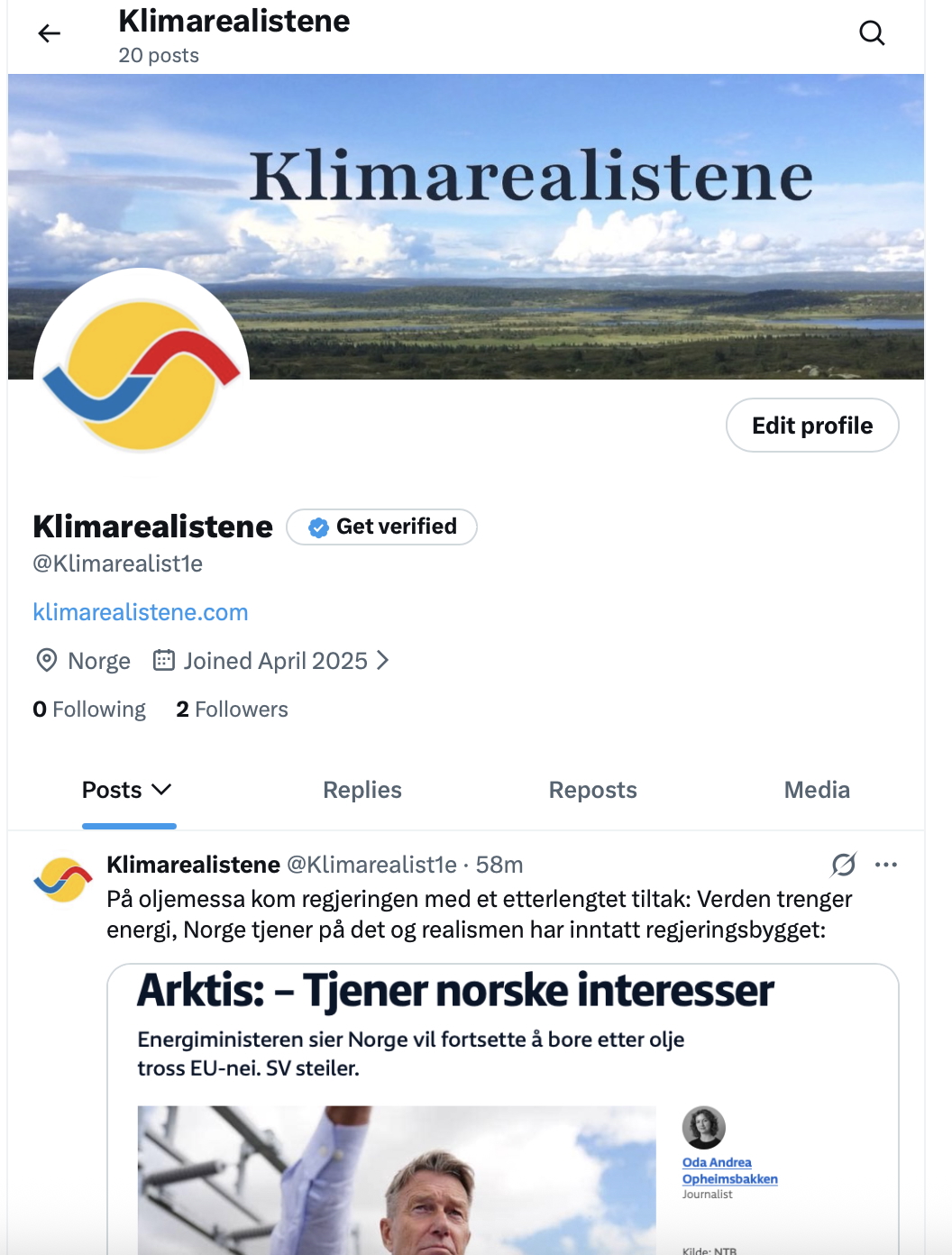 Klimarealistene tilbake på X!